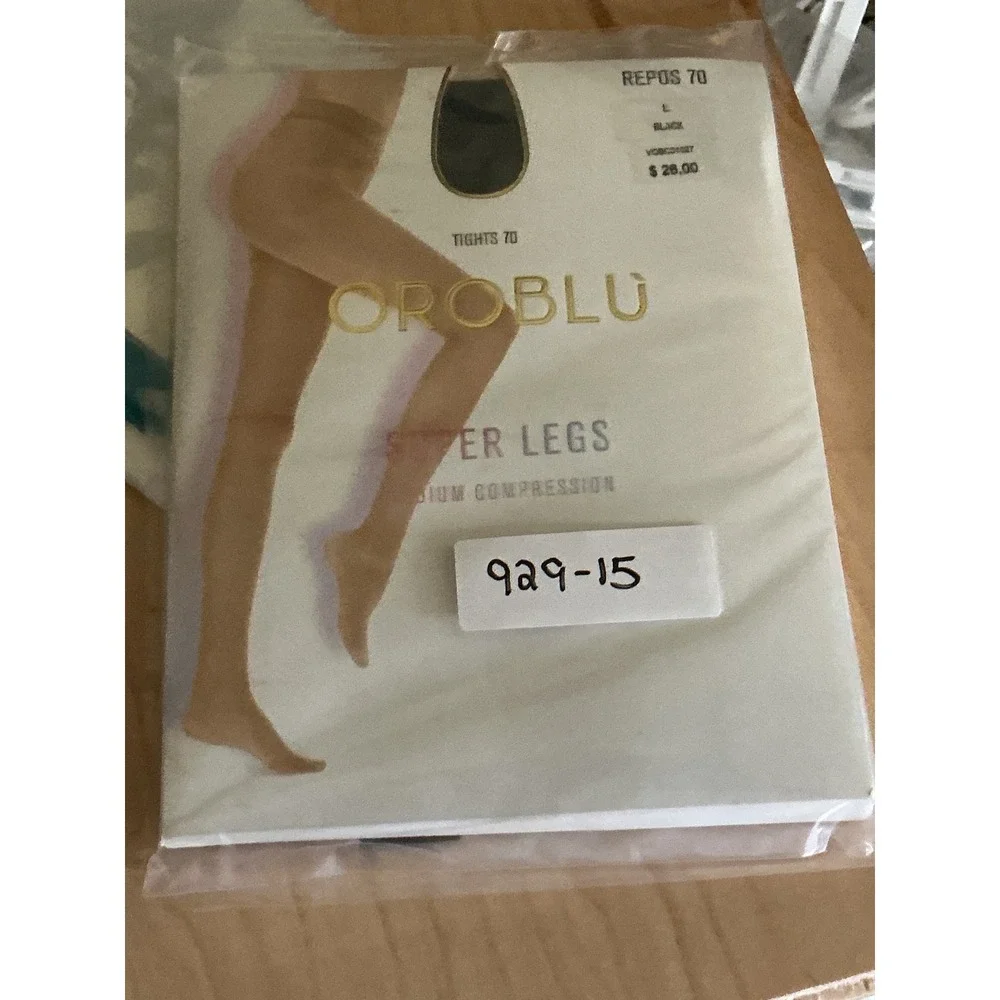Oroblu Repos 70 Black Medium Compression Tights L 70 Den Italy NEW